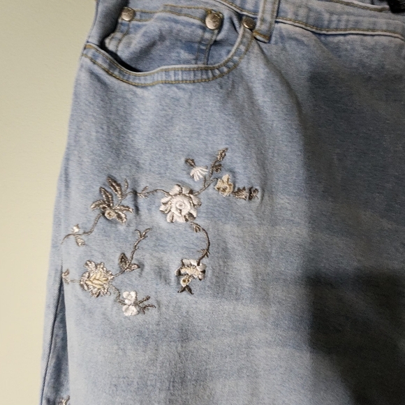 Lana Erica light blue embroidered jeans size 14 y2k 90's vibe jeans floral - Picture 10 of 11